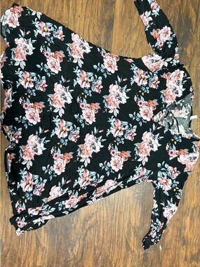 Black Floral Tie-Front Women’s dress